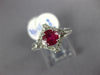 ESTATE .85CT DIAMOND & AAA RUBY 18KT WHITE GOLD 3D ROUND SQUARE ENGAGEMENT RING