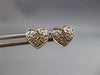 ANTIQUE .24CT DIAMOND 14KT WHITE GOLD 3D CLASSIC PAVE HEART STUD EARRINGS #9945