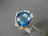 ESTATE 5.50CT DIAMOND & AAA BLUE TOPAZ 14KT WHITE GOLD FILIGREE FLOWER FUN RING