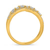 LARGE .60CT DIAMOND 14K YELLOW GOLD MARQUISE & ROUND MULTI ROW CRISS CROSS RING