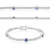 2.60CT DIAMOND & AAA SAPPHIRE 14KT WHITE GOLD 3D ROUND ETERNITY TENNIS BRACELET