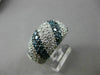 ESTATE LARGE 3.49CT WHITE BLUE DIAMOND 18K WHITE GOLD MULTI ROW ANNIVERSARY RING