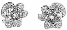 ESTATE .99CT DIAMOND 14KT WHITE GOLD 3D ROUND ROSE FLOWER CLIP ON STUD EARRINGS