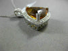 ESTATE EXTRA LARGE 11.01CT DIAMOND & AAA CITRINE 14KT WHITE GOLD 3D HALO PENDANT
