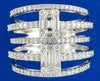 ESTATE LARGE 1.10CT DIAMOND 18KT WHITE GOLD CLUSTER MULTI ROW ANNIVERSARY RING