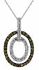 .36CT WHITE & CHOCOLATE FANCY DIAMOND 14K WHITE GOLD 3D DOUBLE HALO OVAL PENDANT