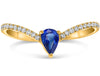 .65CT DIAMOND AAA SAPPHIRE 14KT YELLOW GOLD PEAR SHAPE & ROUND V SHAPE LOVE RING
