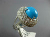 ESTATE LARGE 9.86CT DIAMOND & AAA TURQUOISE 14KT WHITE GOLD OVAL FUN RING #1997