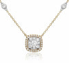 ESTATE .41CT DIAMOND 14KT TWO TONE GOLD DOUBLE SQUARE HALO BY THE YARD NECKLACE
