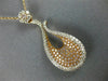 ESTATE .95CT WHITE & PINK DIAMOND 18K WHITE & ROSE GOLD FLOWER TEAR DROP PENDANT