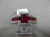 ESTATE WIDE 2.14CT DIAMOND & AAA RUBY 18K WHITE GOLD 3D SQUARE LOVE PROMISE RING