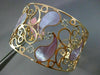 ESTATE LARGE .70CT DIAMOND 14KT ROSE GOLD MOTHER OF PEARL FLOWER BANGLE BRACELET