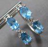 1.40CT DIAMOND & AAA BLUE TOPAZ 14K WHITE GOLD OVAL & ROUND HOOP EARRINGS #27919
