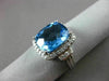 ESTATE 6.27CTW DIAMOND & AAA BLUE TOPAZ 14KT WHITE GOLD 3D FILIGREE HALO RING
