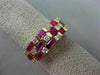 ESTATE 1.58CT ROUND DIAMOND & AAA BAGUETTE RUBY 14KT YELLOW GOLD THREE ROW RING