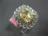 LARGE 5.57CT WHITE & FANCY YELLOW DIAMOND 18K 2 TONE GOLD FLOWER ENGAGEMENT RING