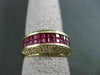 ESTATE WIDE 2.90CT DIAMOND & AAA SQUARE CUT RUBY 14KT YELLOW GOLD RING #23007