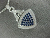 LARGE 1.58CT DIAMOND & AAA SAPPHIRE 14KT WHITE GOLD 3D TRIANGULAR PENDANT #2759