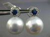 EXTRA LARGE .84CT DIAMOND AAA SAPPHIRE & SOUTH SEA PEARL 18K WHITE GOLD EARRINGS