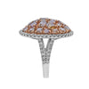 LARGE 3.87CT WHITE & PINK DIAMOND 18KT WHITE & ROSE GOLD MULTI SHAPE OVAL RING