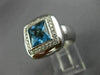 ESTATE LARGE 3.60CT DIAMOND & AAA BLUE TOPAZ 18K WHITE GOLD 3D HALO ITALIAN RING