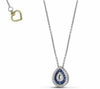 ESTATE .40CT DIAMOND & AAA SAPPHIRE 14K WHITE GOLD 3D TEAR DROP FLOATING PENDANT