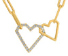 .73CT DIAMOND 14KT YELLOW GOLD 3D CLASSIC DOUBLE OPEN HEART LOVE KNOT NECKLACE