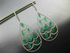 LARGE 9.11CT DIAMONDS & AAA EMERALD 18K WHITE GOLD 3D TEAR DROP HANGING EARRINGS