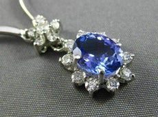 ESTATE 2.6CT DIAMOND & TANZANITE 14K WHITE GOLD FLOWER BY THE YARD OVAL NECKLACE