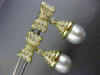 ESTATE LARGE 1.80CT DIAMOND & PEARL 18KT YELLOW GOLD BOW HANGING EARRINGS #26055