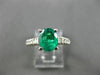 ESTATE 1.50CT DIAMOND & AAA EMERALD 14KT WHITE GOLD OVAL ENGAGEMENT RING #12490