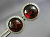 ESTATE LARGE 6.10CT DIAMOND & AAA GARNET 18KT WHITE GOLD HALO SCREWBACK EARRINGS