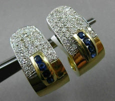 ESTATE EXTRA LARGE 2.69CT DIAMOND & SAPPHIRE 14KT GOLD UMBRELLA CLIP ON EARRINGS