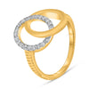 .28CT DIAMOND 14KT 2 TONE GOLD DOUBLE OPEN OVAL LOVE KNOT CRISS CROSS FUN RING