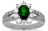 1.79CT DIAMOND & AAA RUSSALITE 14KT WHITE GOLD 3D OVAL & ROUND FLOWER LOVE RING