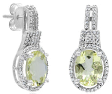 2.65CT DIAMOND & AAA LEMON QUARTZ 14KT WHITE GOLD 3D ROUND FLORAL FUN EARRINGS