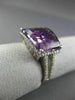 ESTATE 6.31CT DIAMOND & AMETHYST 14KT WHITE GOLD 3D OPEN HALO FILIGREE FUN RING