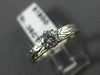ANTIQUE .35CT ROUND DIAMOND 18KT WHITE GOLD FILIGREE CROWN ENGAGEMENT RING #6190