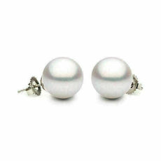 ESTATE AAA 9.5MM SOUTH SEA PEARL 14KT WHITE GOLD CLASSIC SOLITAIRE STUD EARRINGS