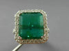 ESTATE LARGE 3.93CT DIAMOND & AAA EMERALD 18KT WHITE GOLD SQUARE ENGAGEMENT RING