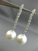 ESTATE .36CT DIAMOND & AAA SOUTH SEA PEARL 18KT WHITE GOLD 3D HANGING EARRINGS