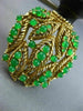 ESTATE LARGE AAA EMERALD & GREEN CARNELIAN 14KT YELLOW GOLD 3D LADY EBONY BROOCH