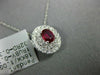 ESTATE .68CT DIAMOND & AAA RUBY 18KT WHITE GOLD OVAL DOUBLE HALO CLASSIC PENDANT