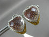 LARGE 15.01CT WHITE & FANCY YELLOW DIAMOND & QUARTZ 14KT WHITE GOLD 3D EARRINGS