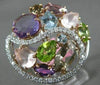 ESTATE LARGE 5.0CT DIAMOND & MULTI GEM 14KT WHITE & ROSE GOLD 3D CLUSTER RING