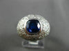 ESTATE LARGE 2.90CT DIAMOND & AAA SAPPHIRE 18KT WHITE GOLD PAVE ENGAGEMENT RING