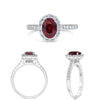 2.12CT DIAMOND & AAA PINK SAPPHIRE 14K WHITE GOLD 3D OVAL FLOWER ENGAGEMENT RING