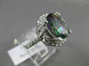 ESTATE LARGE 6.37CT DIAMOND & AAA MYSTIC TOPAZ 14KT WHITE GOLD 3D OVAL HALO RING