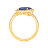LARGE 3.25CT DIAMOND & AAA SAPPHIRE 18KT YELLOW GOLD MULTI SHAPE SOLITAIRE RING
