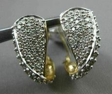 ESTATE .57CT DIAMOND 14KT WHITE & YELLOW GOLD 3D ELONGATED PAVE CLIP ON EARRINGS